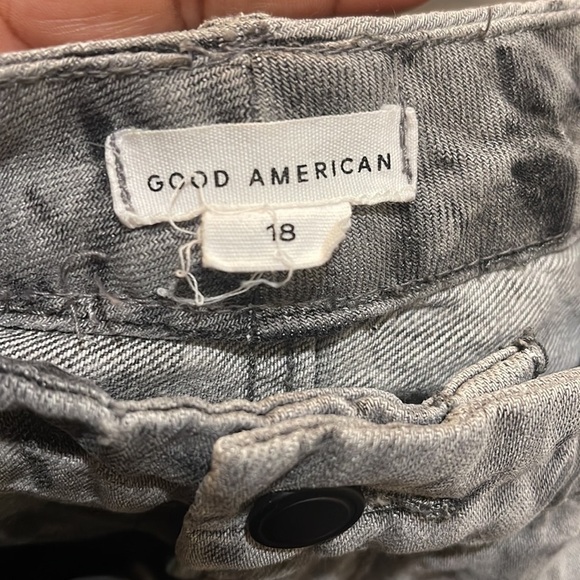 Good American High Rise Straight Leg Jeans Marbled Grey Size 18 - Picture 5 of 7